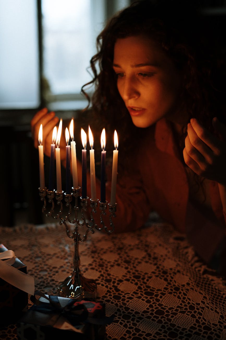 woman in dim candlelight